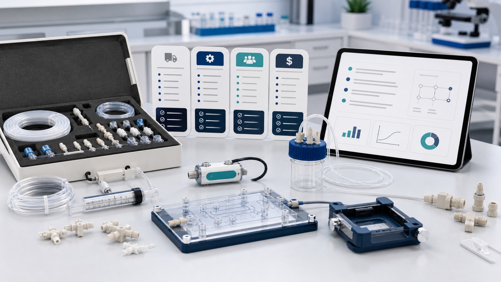 Vendor-neutral service and kit materials for microfluidic research workflows